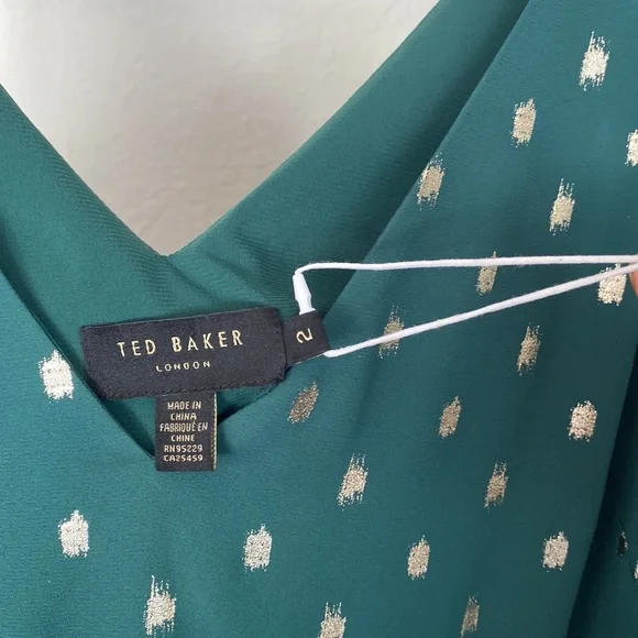 TED BAKER LONDON, Cami Metallic Dot Sleeveless High/Low Shift Dress - Picture 9 of 10